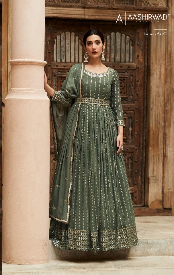 Buy Aza Fashions Women's Organza & Model & Silk Salwar Suit  (1573779_L_Blue_Large) at Amazon.in